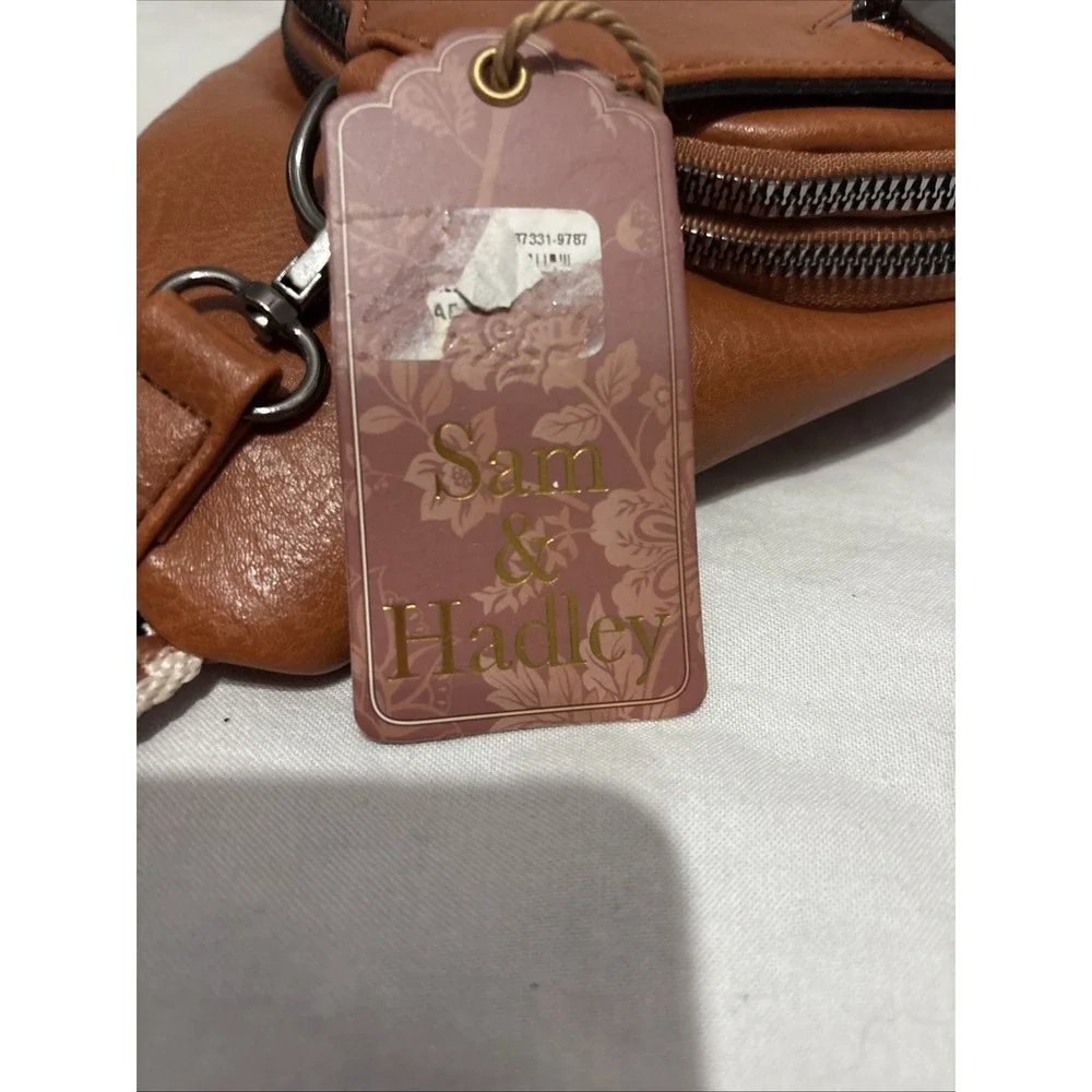 Sam & Hadley Brown Faux Leather‎ Sling Backpack Boho